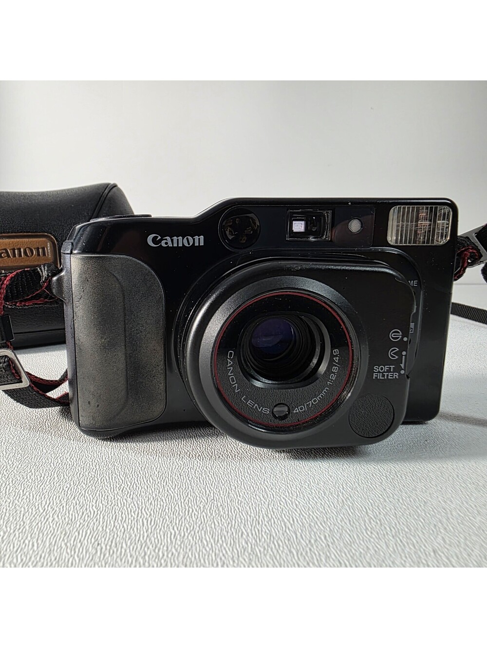 Canon Sure Shot Tele 40/70mm 35mm Point & Shoot Film Camera w/Case. Working